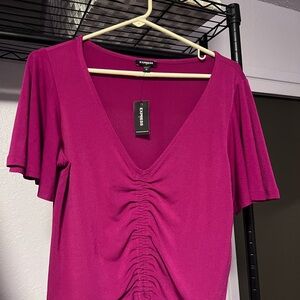 Express Women's Fuchsia Ruched Blouse